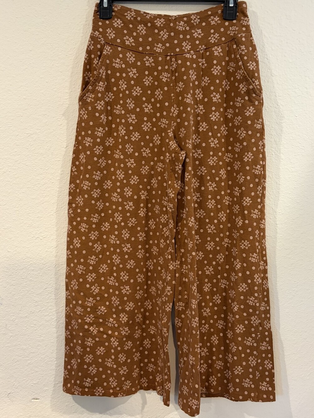 Toad & Co Womens Brown Floral Printed Stretchy Wide Leg Crop Pull On Pants Sm